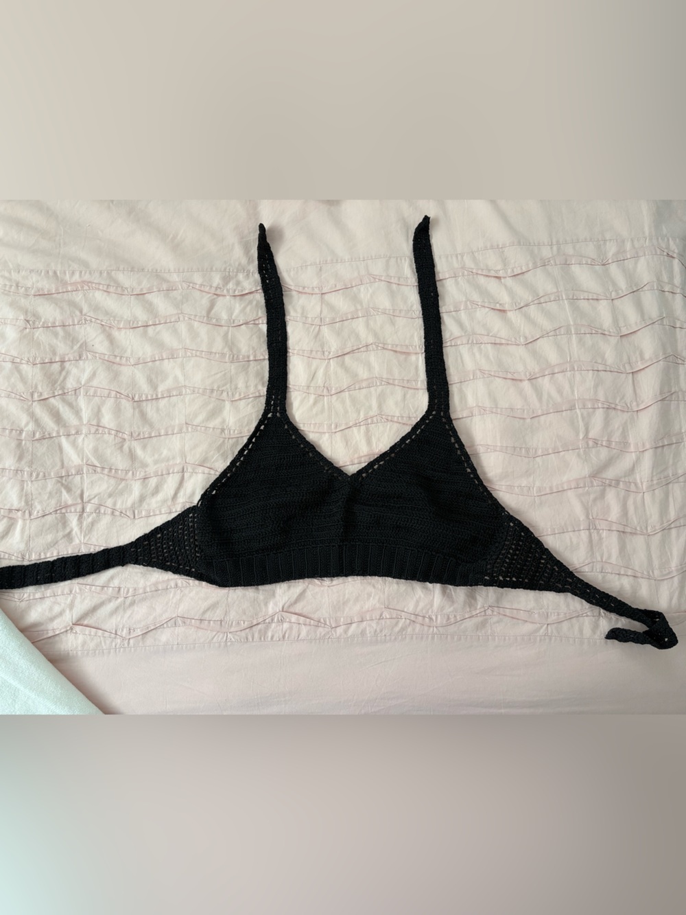 Cuban Black Crochet Triangle Bikini Top